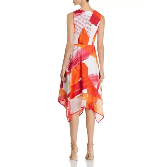 Donna Karan New York Dress Women Size 2 Abstract Handkerchief Hem City Couquette - Picture 6 of 16